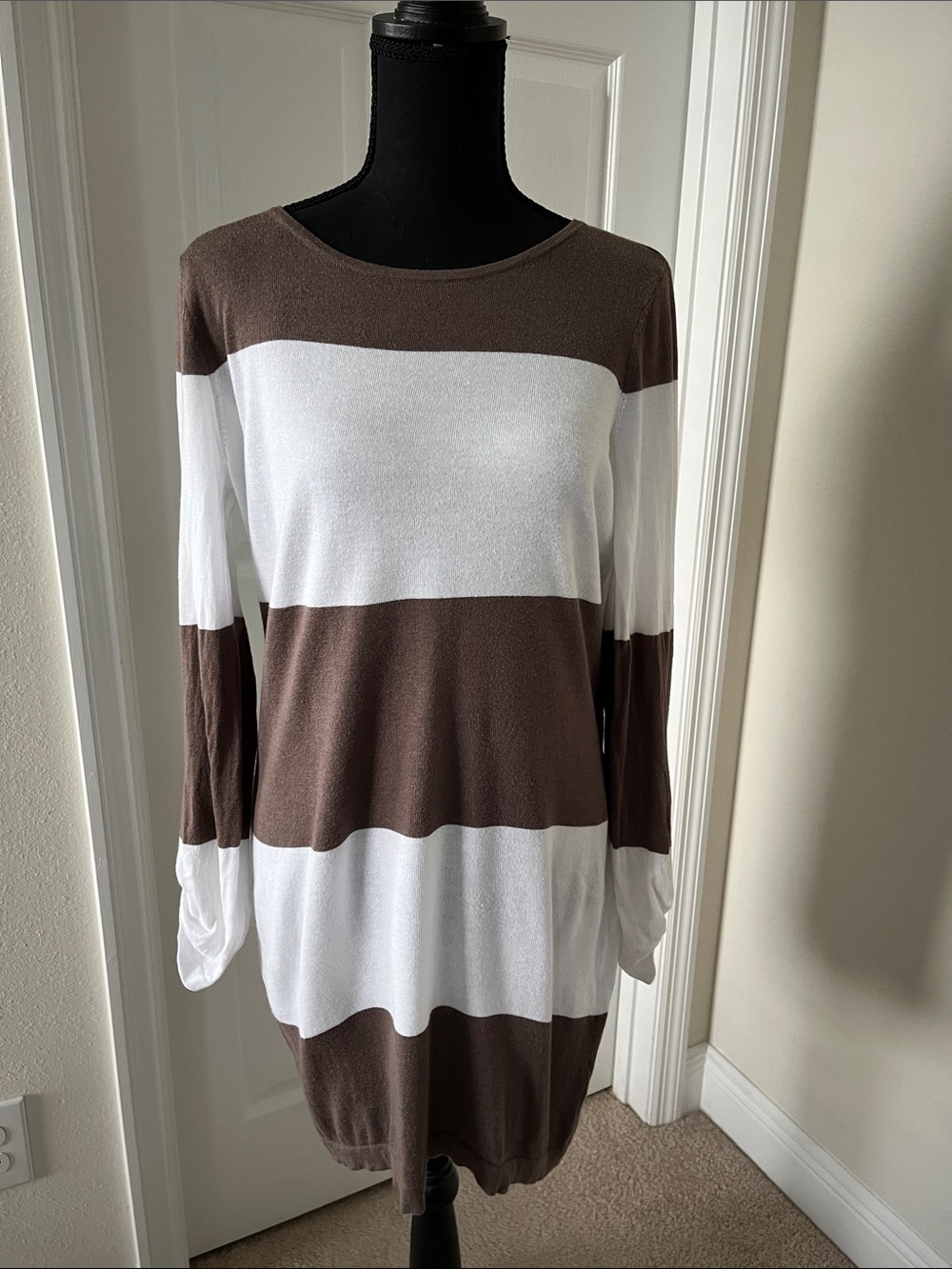Tommy Bahama Brown and White Striped Tunic, Cover-Up